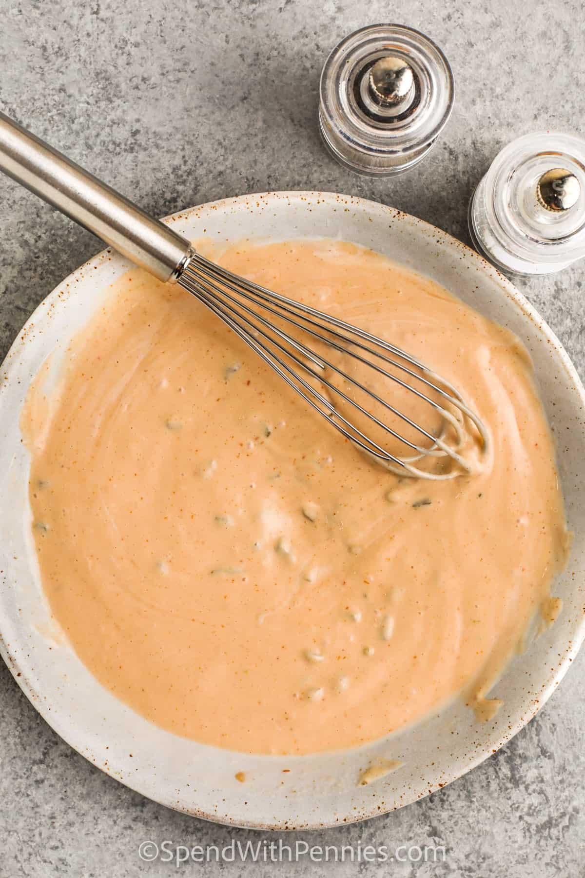 Thousand Island Dressing mixed in a bowl